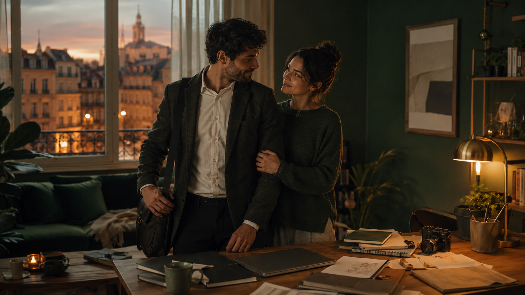 image of a couple living abroad where one partner is confidently moving into a new professional life while the other stands slightly behind