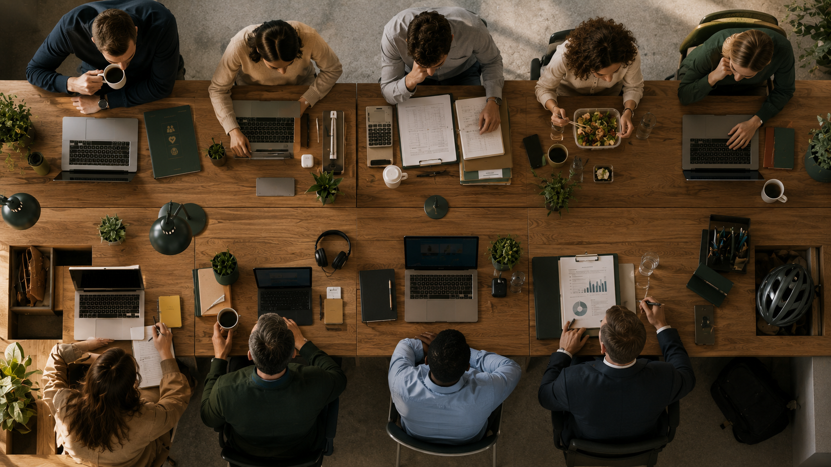 Seven different international workstations showing how daily routines, boundaries and workplace expectations can vary by country.