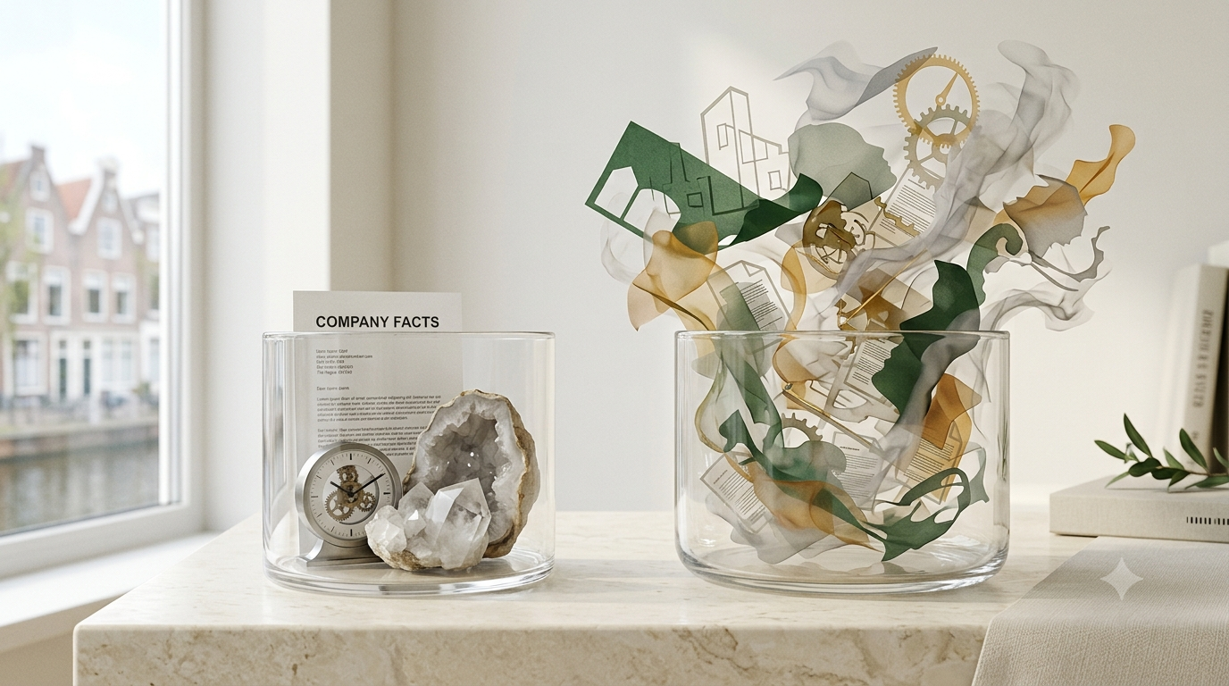Two containers contrasting a few solid facts with a large cloud of anxious predictions and imagined outcomes.