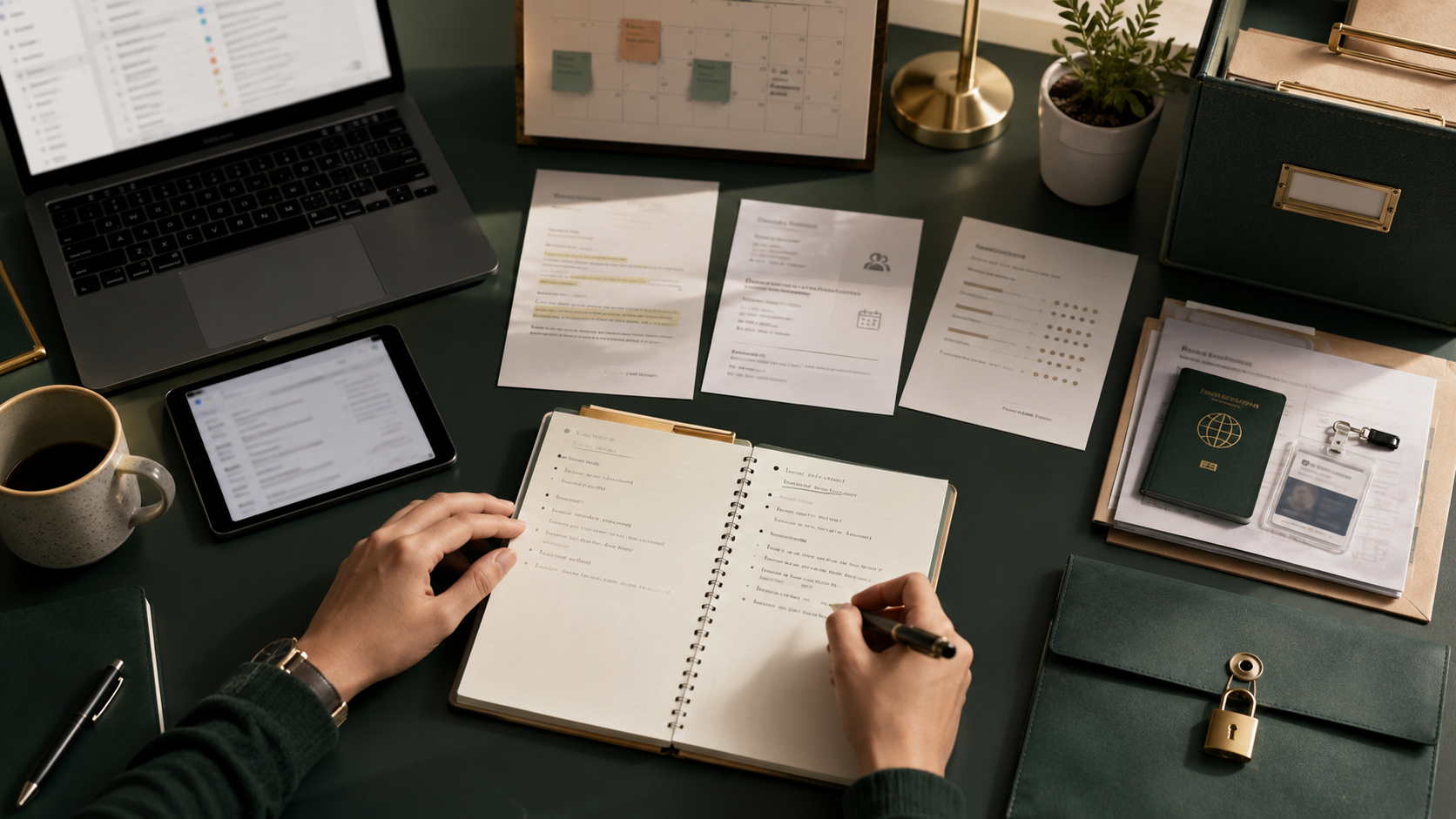 International employee documenting incidents, dates and evidence before responding to suspected workplace discrimination.