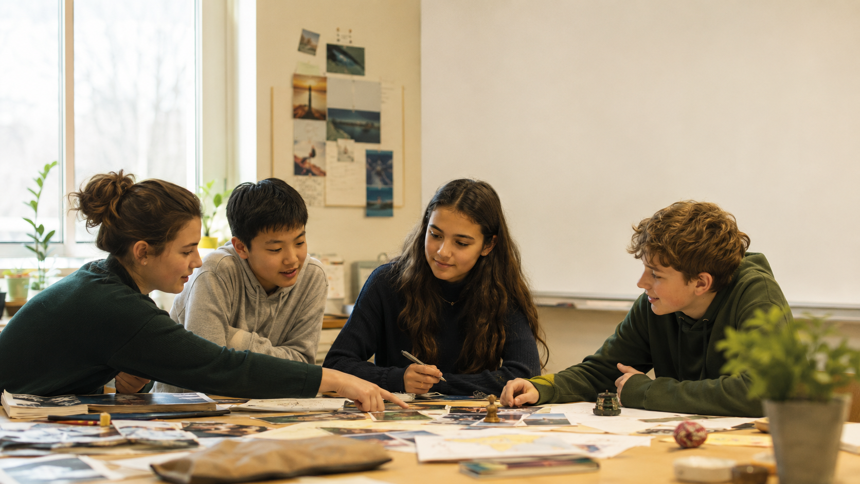 Third Culture Kid building connection with new classmates while keeping meaningful reminders of previous schools and friendships visible.