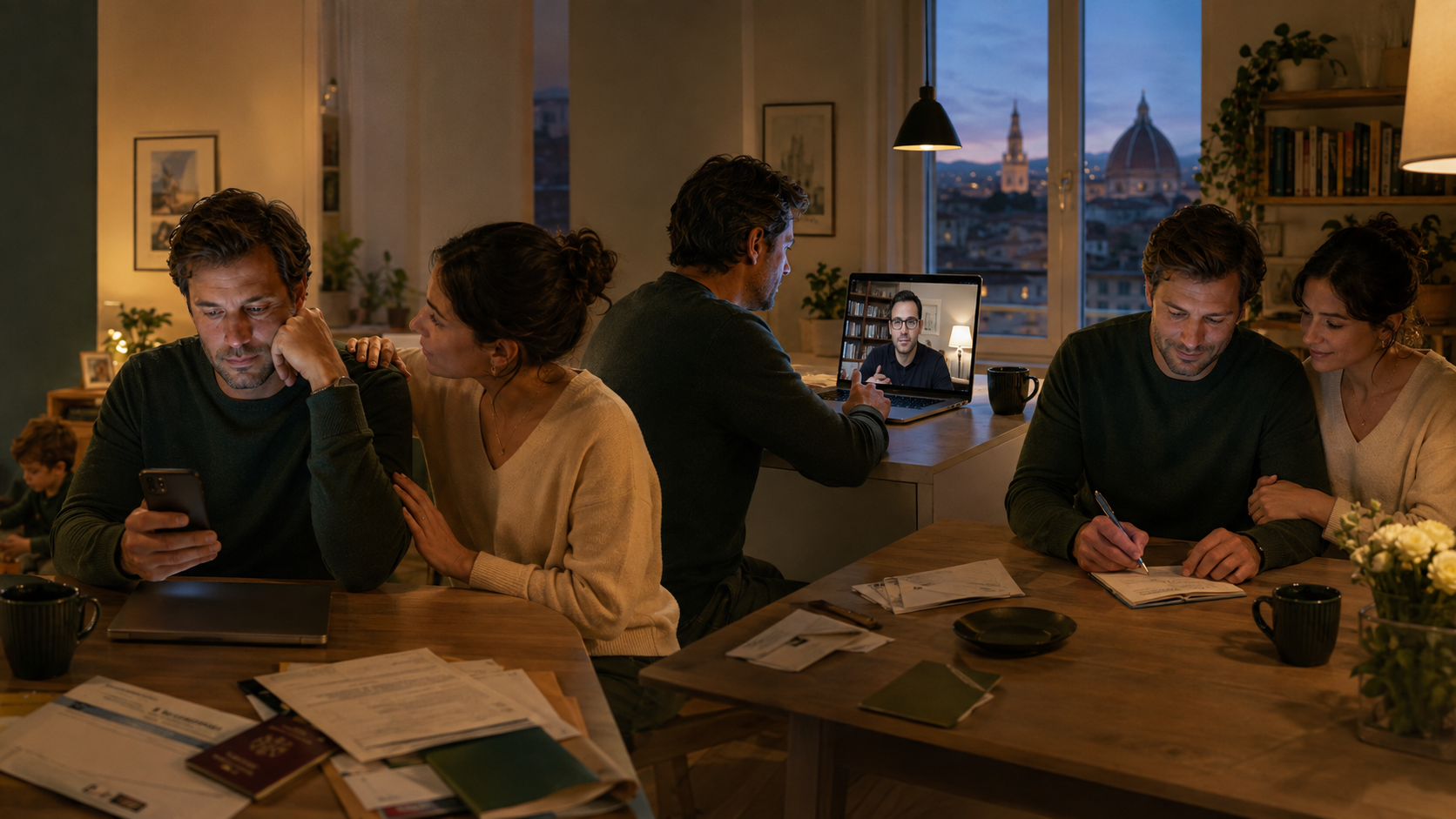 Expat professional moving from work rumination and relationship distance toward clarity and reconnection after beginning therapy.